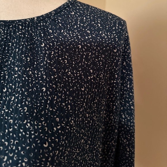 *ADRIANNA PAPELL* Blue Print Long Sleeve Shirt Size Large - Picture 3 of 7